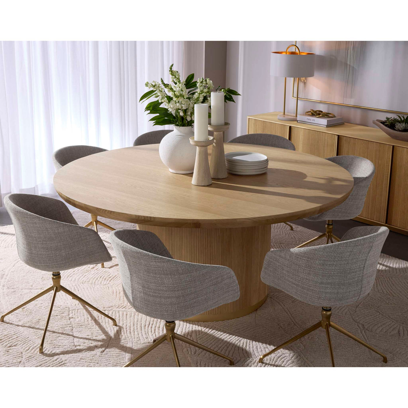 KALLA DINING TABLE - ROUND - RUSTIC OAK - 68"