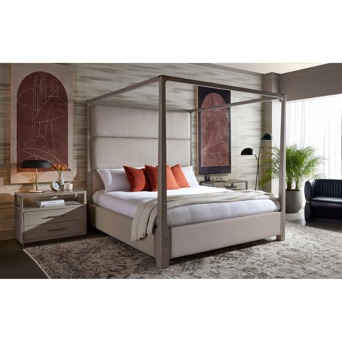 DANETTE CANOPY BED - KING - ZENITH TAUPE GREY