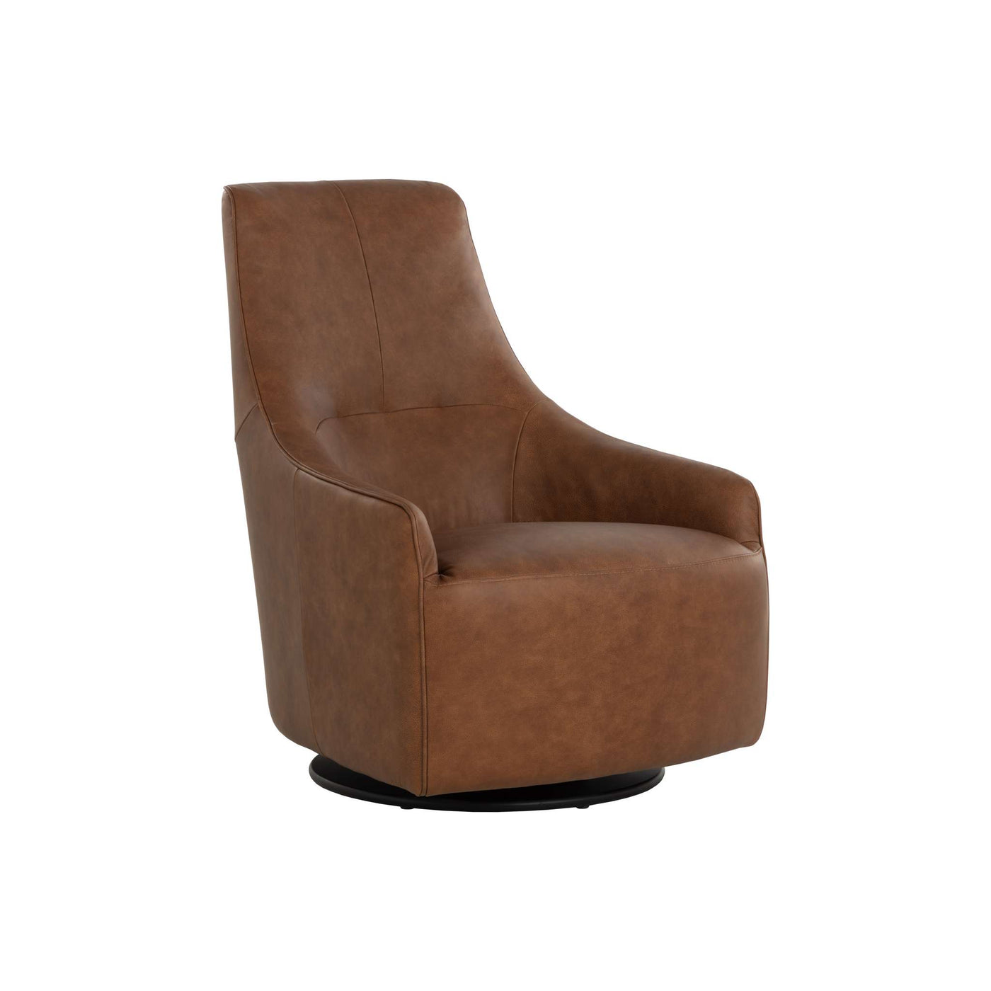 CARMINE SWIVEL LOUNGE CHAIR - COGNAC LEATHER