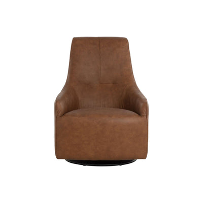 Carmine Swivel Lounge Chair - Cognac Leather