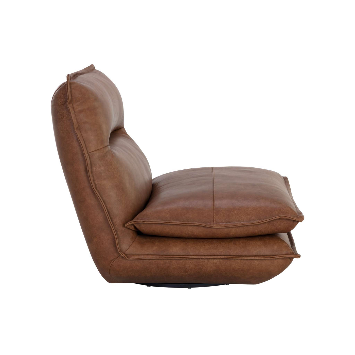 COLSON SWIVEL ARMLESS CHAIR - COGNAC LEATHER