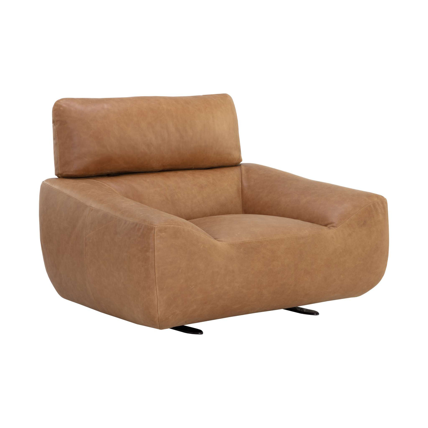 PAGET GLIDER LOUNGE CHAIR - CAMEL LEATHER