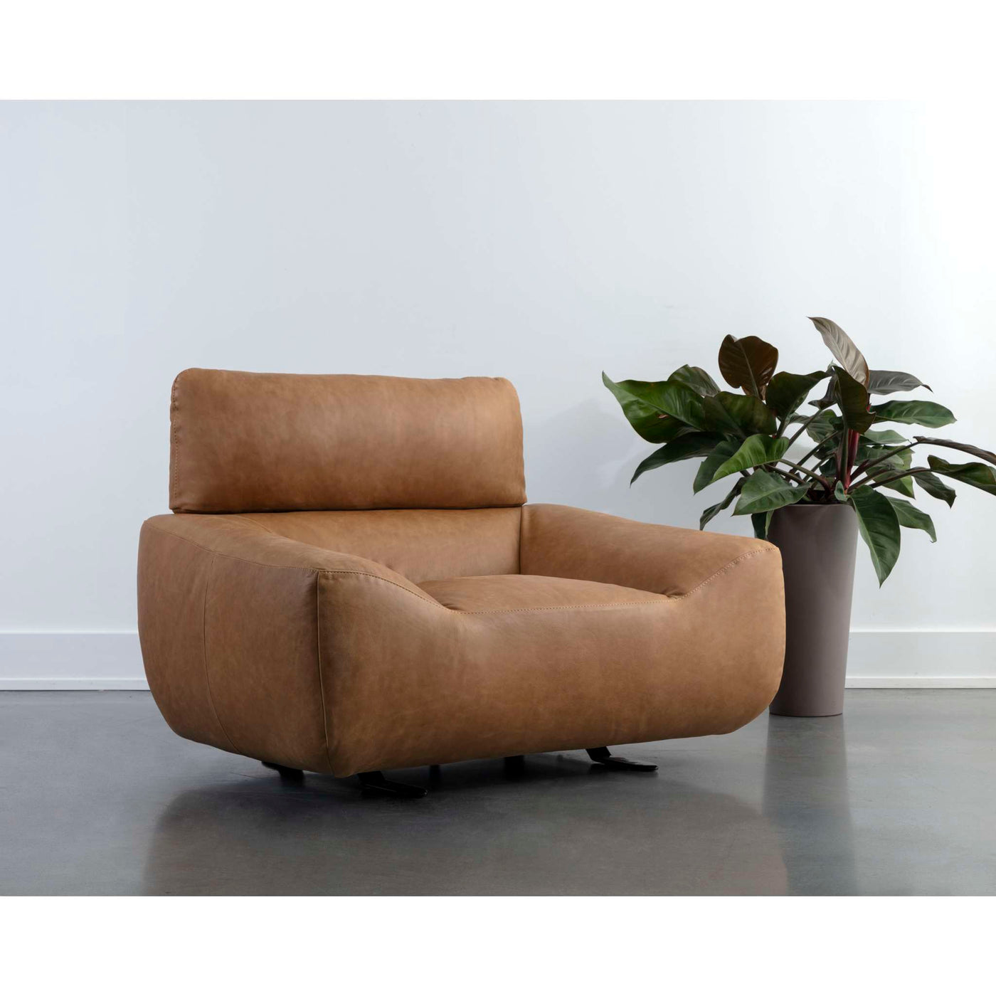 Paget Glider Lounge Chair - Camel Leather