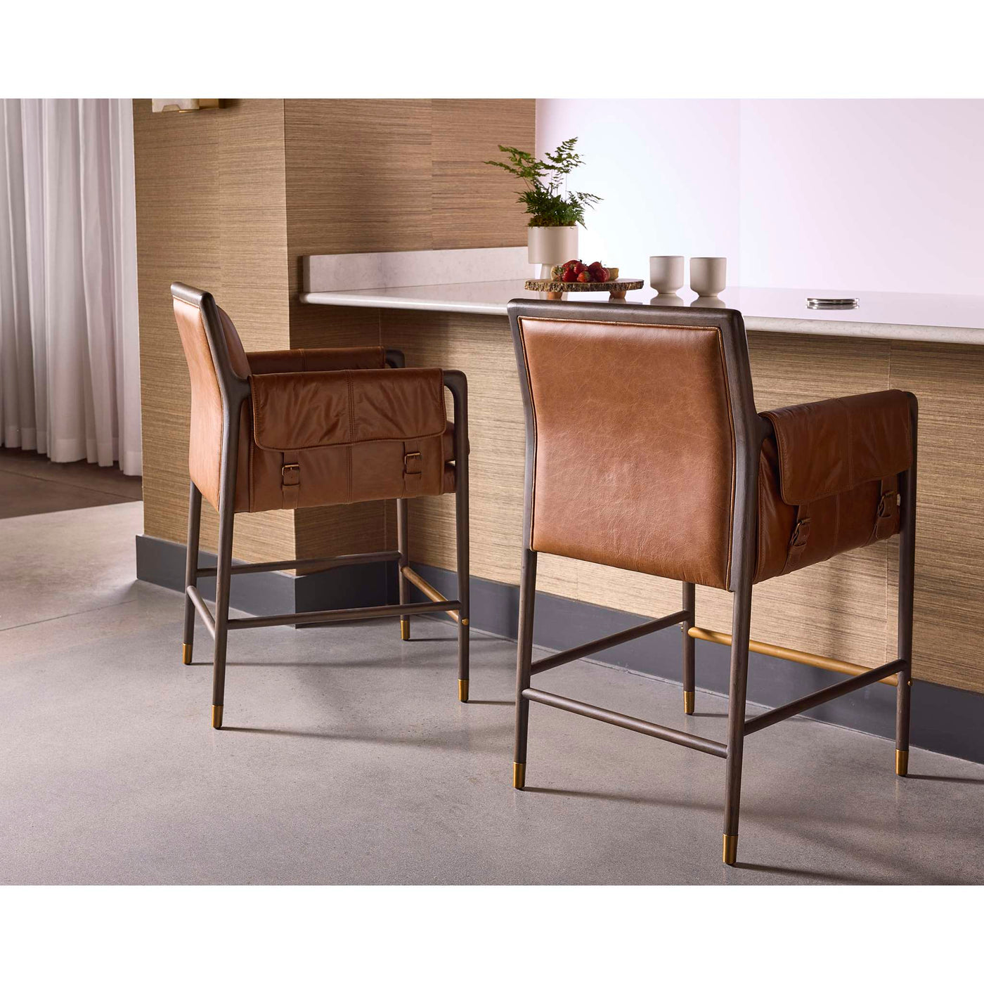 Mauti Counter Stool - Brown - Shalimar Tobacco Leather