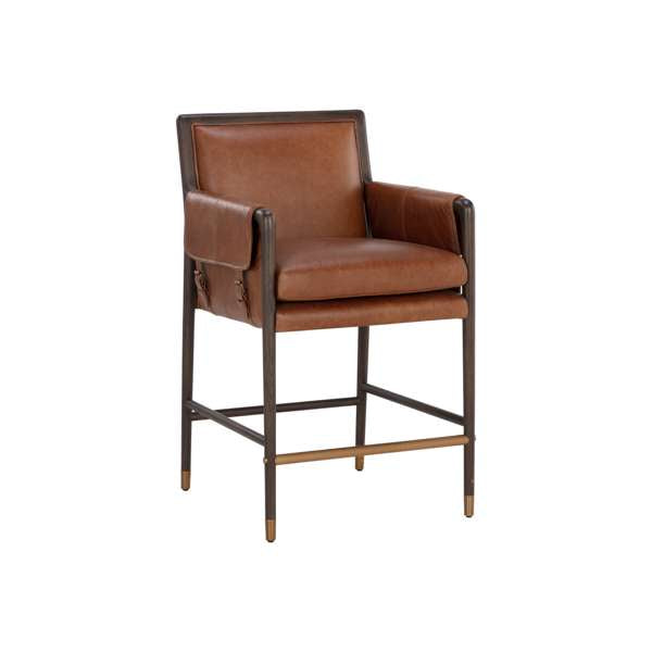 Mauti Counter Stool - Brown - Shalimar Tobacco Leather