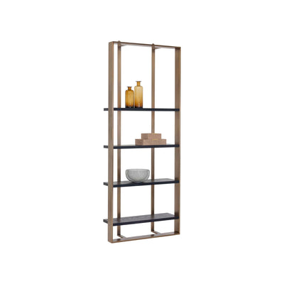 Dalton Bookcase - Antique Brass - Black