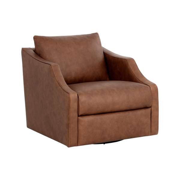 Orwell Swivel Lounge Chair - Cognac Leather