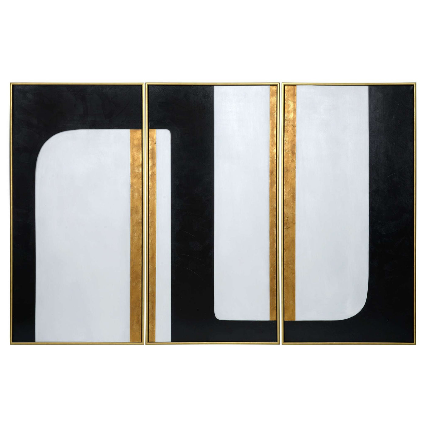 The Path (Set Of 3) - 30" X 60" - Gold Floater Frame