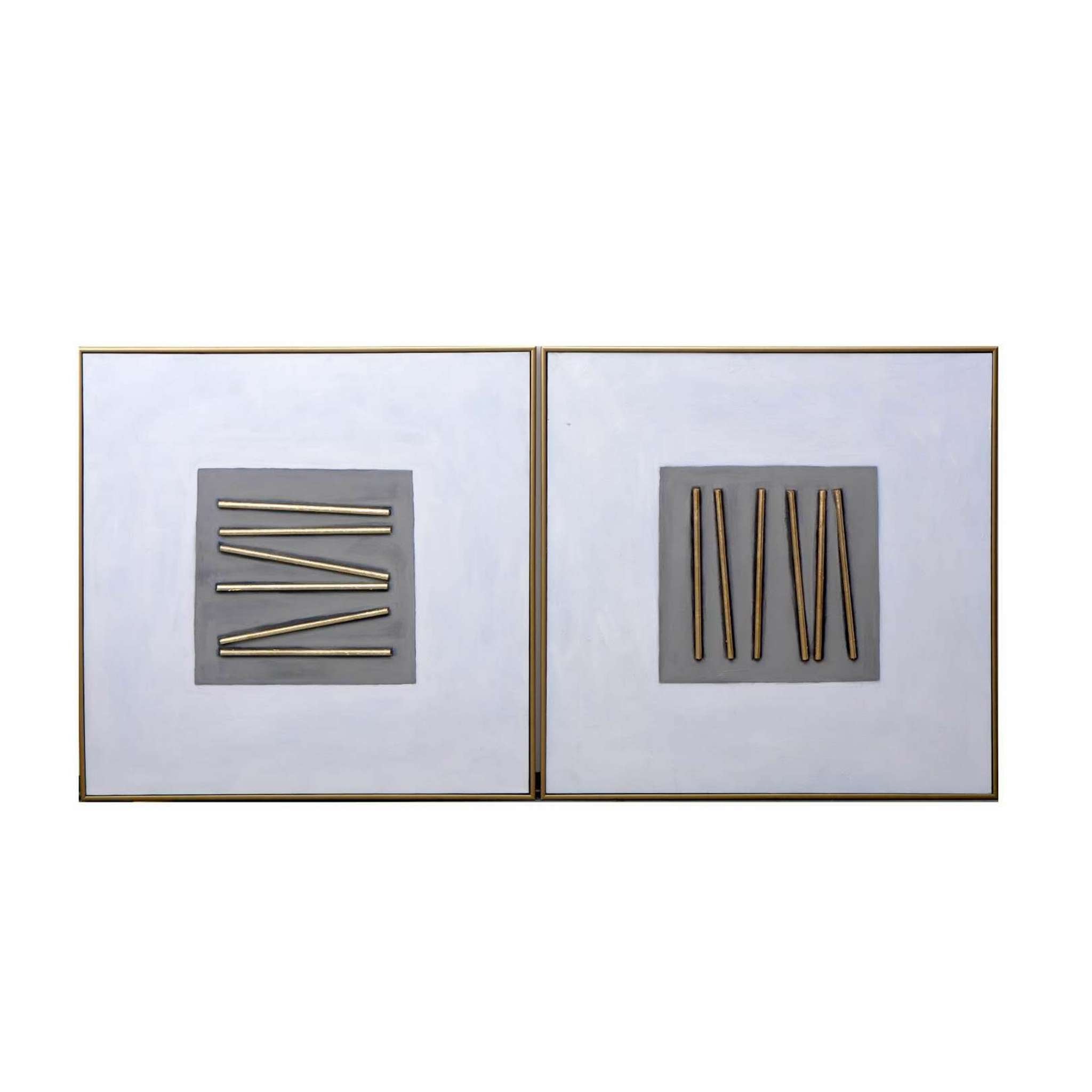 PICK UP STICKS (SET OF 2) - 48" X 48" - GOLD FLOATER FRAME