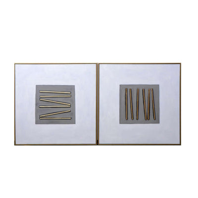 Pick Up Sticks (Set Of 2) - 48" X 48" - Gold Floater Frame