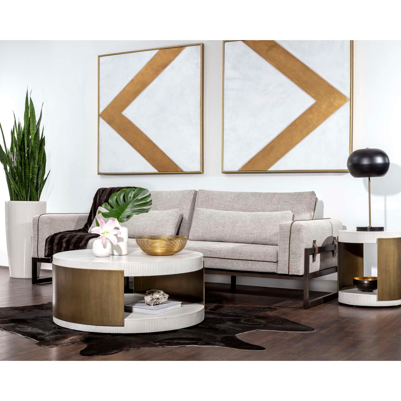 CHEVRONS (SET OF 2) - 48" X 48" - GOLD FLOATER FRAME