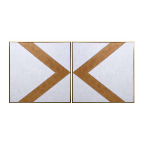 CHEVRONS (SET OF 2) - 48" X 48" - GOLD FLOATER FRAME