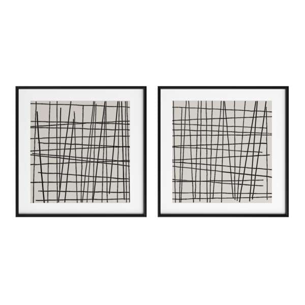 CROSSHATCH (SET OF 2) - 48" X 48" - BLACK FLOATER FRAME