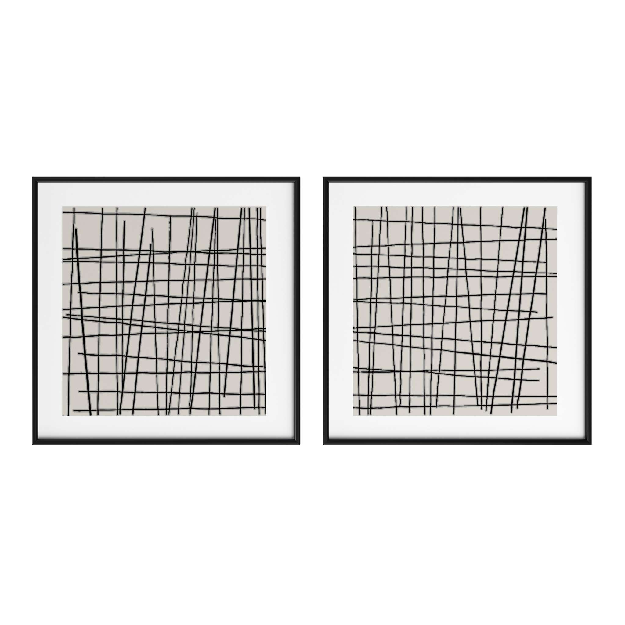 CROSSHATCH (SET OF 2) - 48" X 48" - BLACK FLOATER FRAME