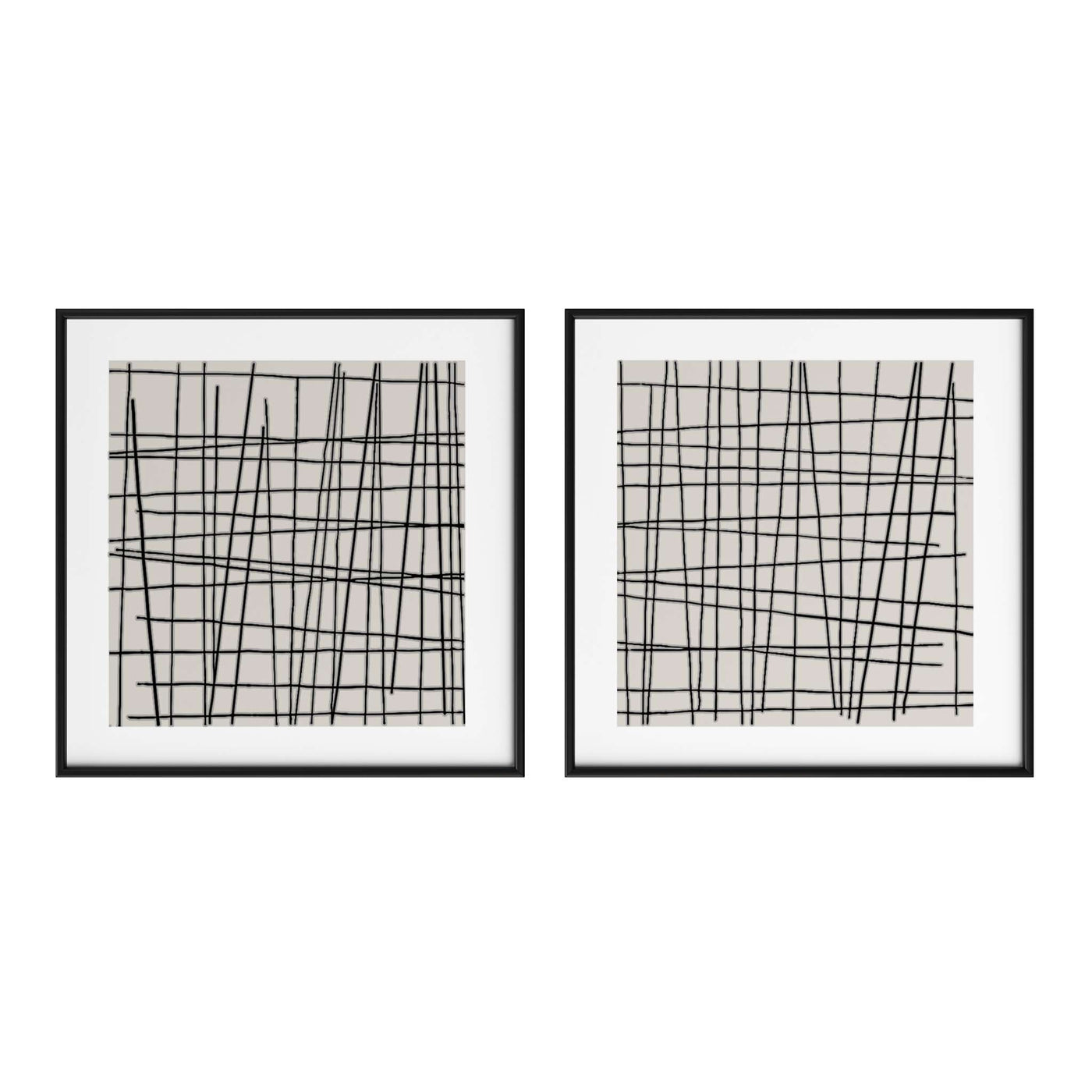 CROSSHATCH (SET OF 2) - 48" X 48" - BLACK FLOATER FRAME