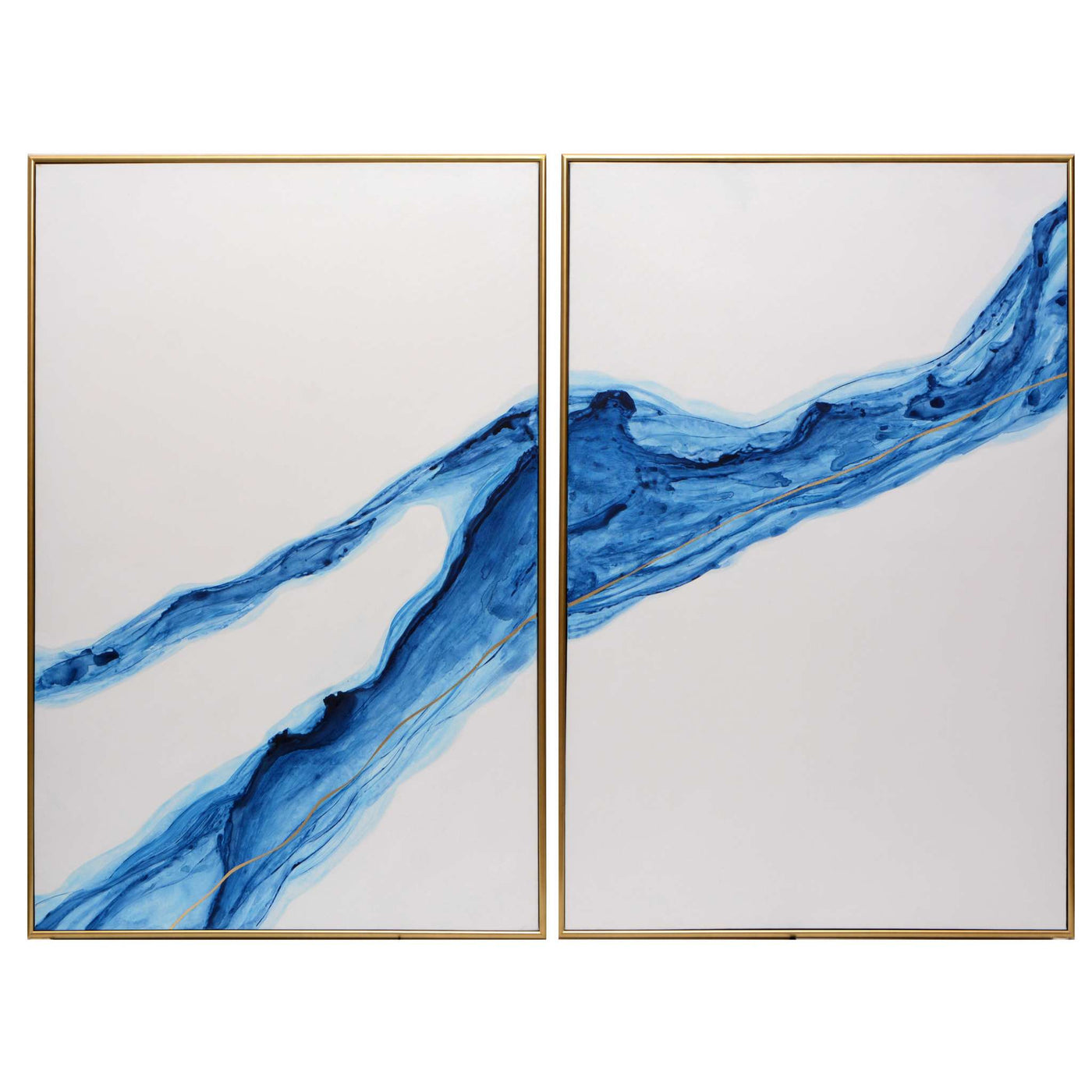 Fluidity (Set Of 2) - 40" X 60" - Gold Floater Frame