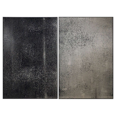 Opposites Attract (Set Of 2) - 40" X 60" - Charcoal Floater Frame