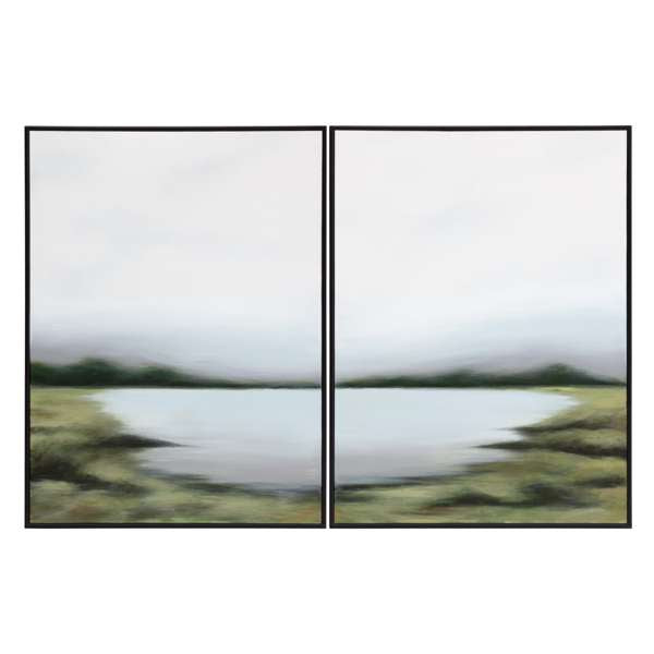 LAKESIDE VIEWS (SET OF 2) - 36" X 48" - BLACK FLOATER FRAME