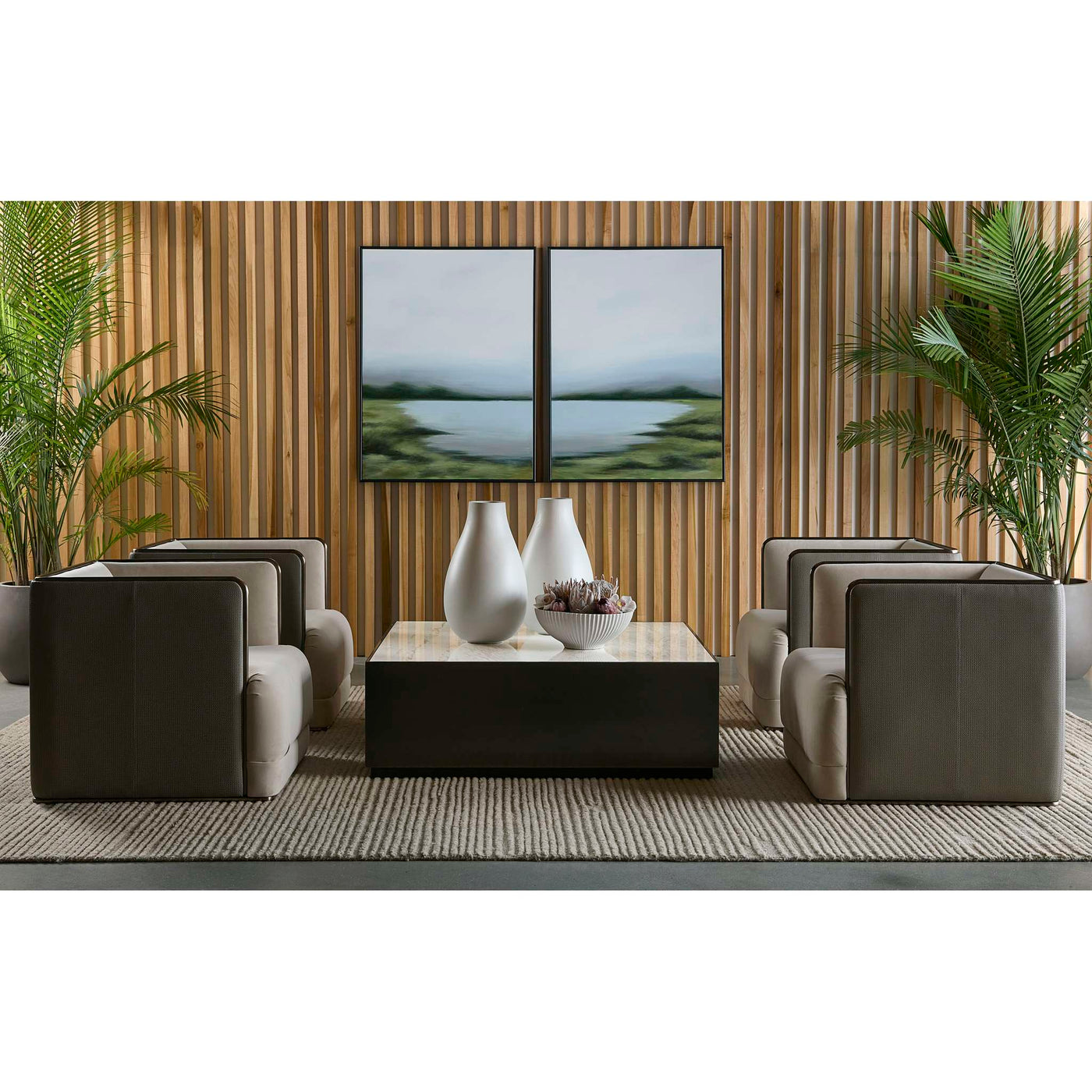 Lakeside Views (Set Of 2) - 36" X 48" - Black Floater Frame