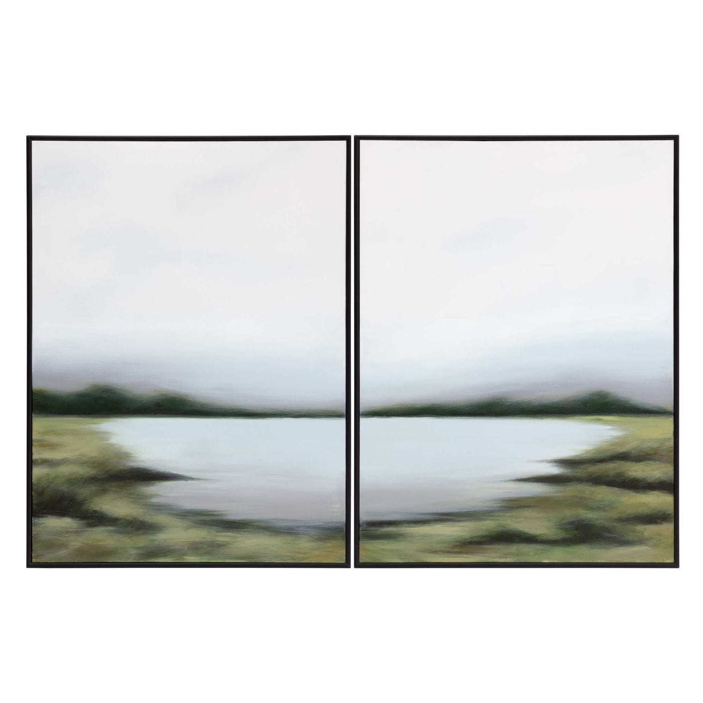 Lakeside Views (Set Of 2) - 36" X 48" - Black Floater Frame