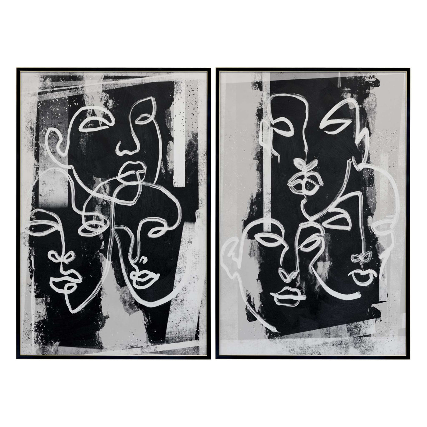 FACE TO FACE (SET OF 2) - 40" X 60" - BLACK FLOATER FRAME