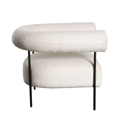 District Accent Chair in Ivory Boucle Fabric w/ Black Metal Frame by Diamond Sofa