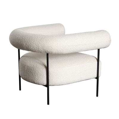 District Accent Chair in Ivory Boucle Fabric w/ Black Metal Frame by Diamond Sofa