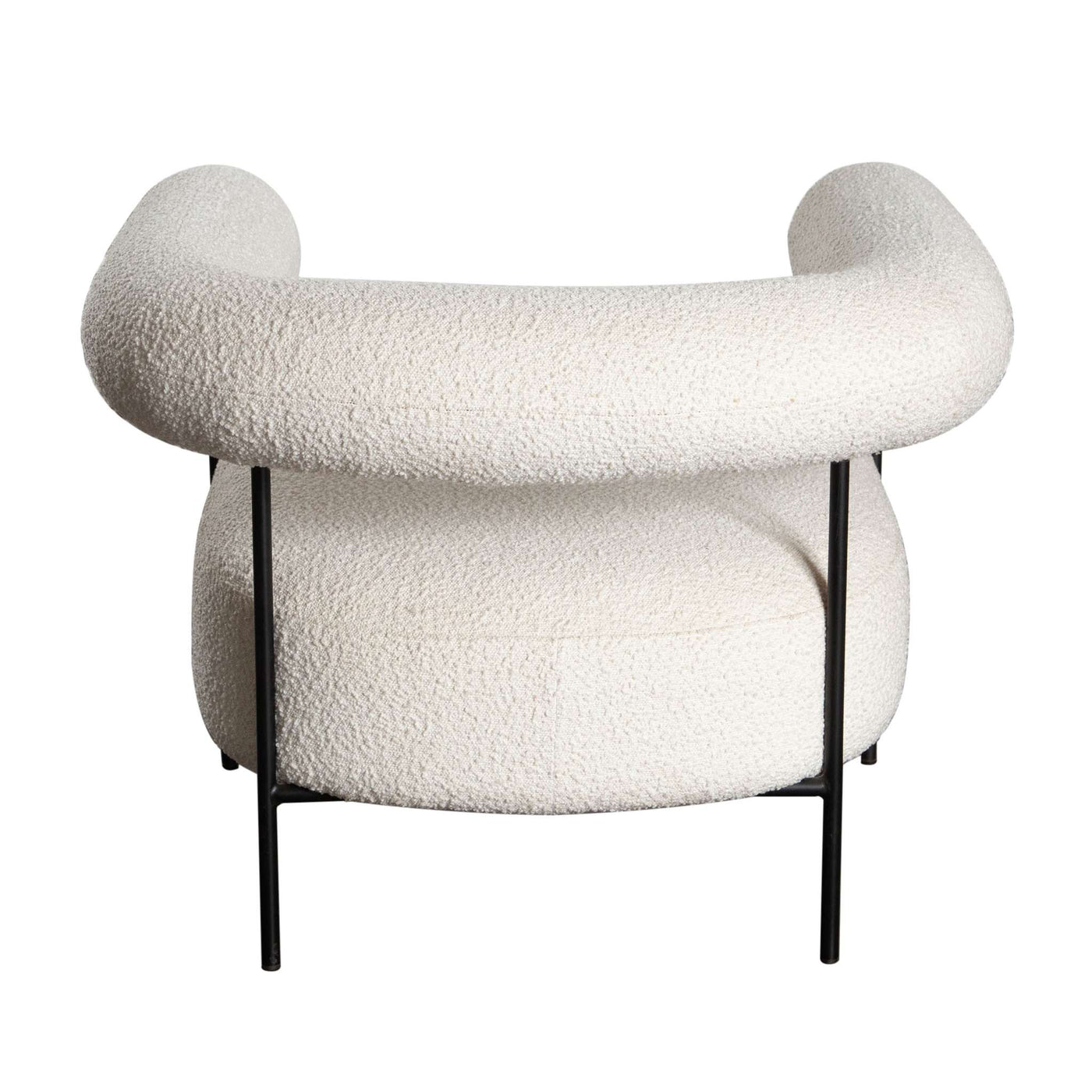 District Accent Chair in Ivory Boucle Fabric w/ Black Metal Frame by Diamond Sofa