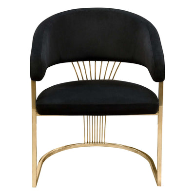 Solstice Dining Chair in Cream Velvet w/ Polished Gold Metal Frame by Diamond Sofa