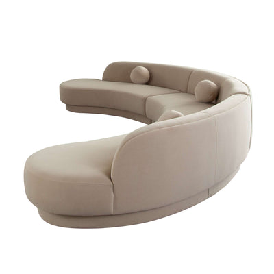 Zelda 3PC Modular Curved Armless Sofa & (2) Chaise in Light Camel Performance Velvet w/ (3) Accent Pillow Balls by Diamond Sofa