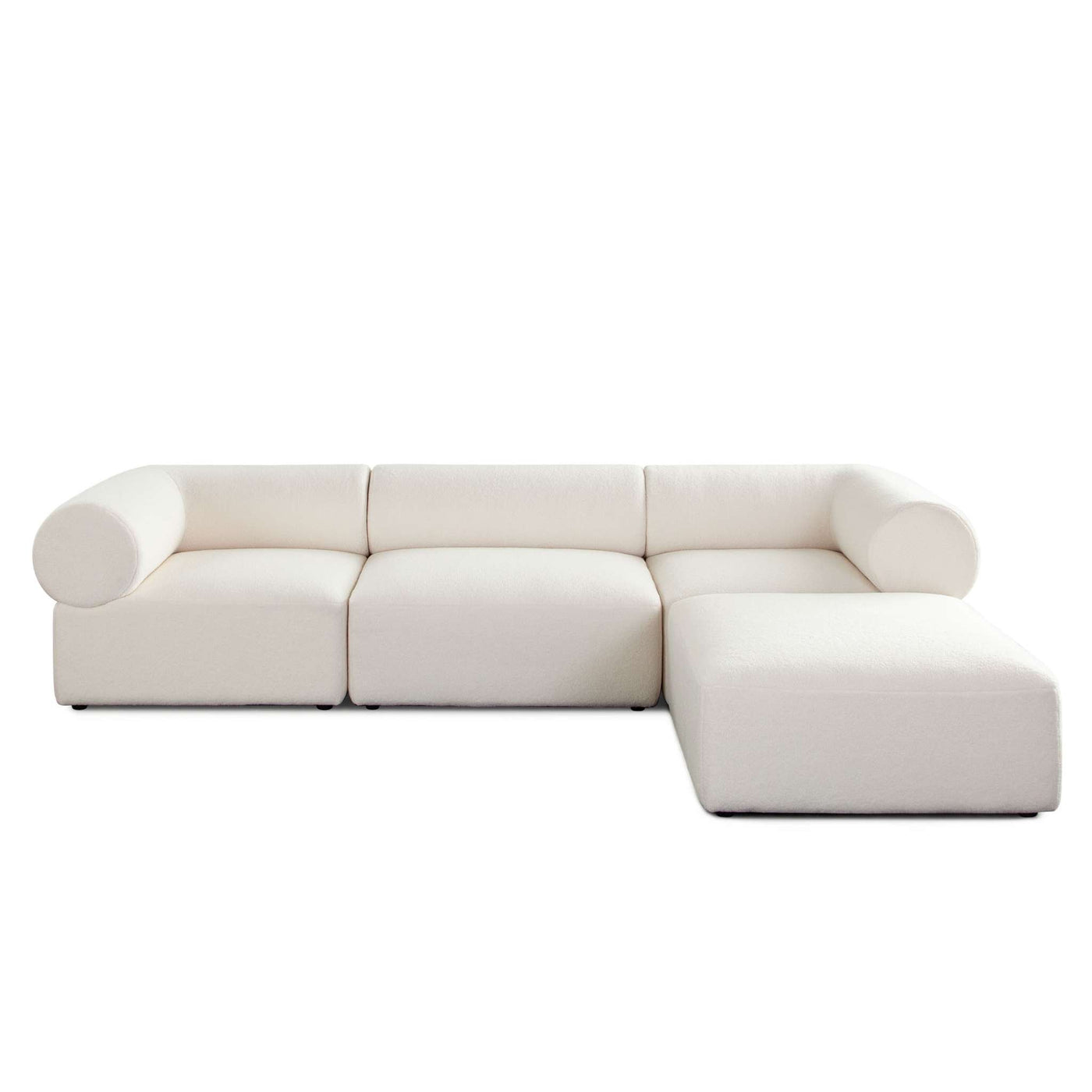 Zia 4PC Modular Reversible Chaise Sectional in Ivory Sherpa Fabric by Diamond Sofa