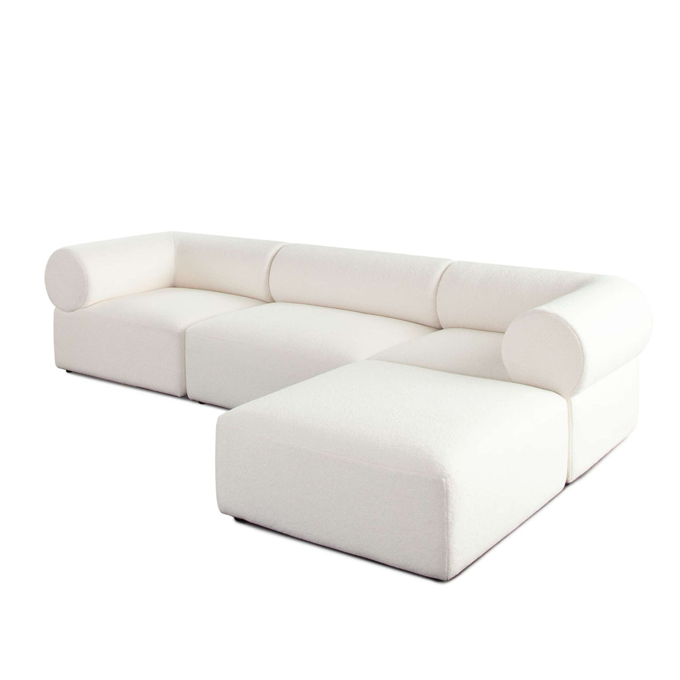 Zia 4PC Modular Reversible Chaise Sectional in Ivory Sherpa Fabric by Diamond Sofa