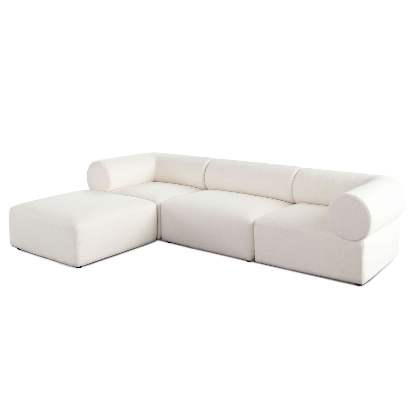 Zia 4PC Modular Reversible Chaise Sectional in Ivory Sherpa Fabric by Diamond Sofa