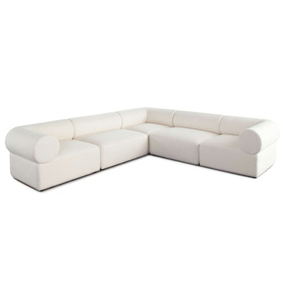 Zia 5PC Corner Sectional in Ivory Sherpa Fabric by Diamond Sofa