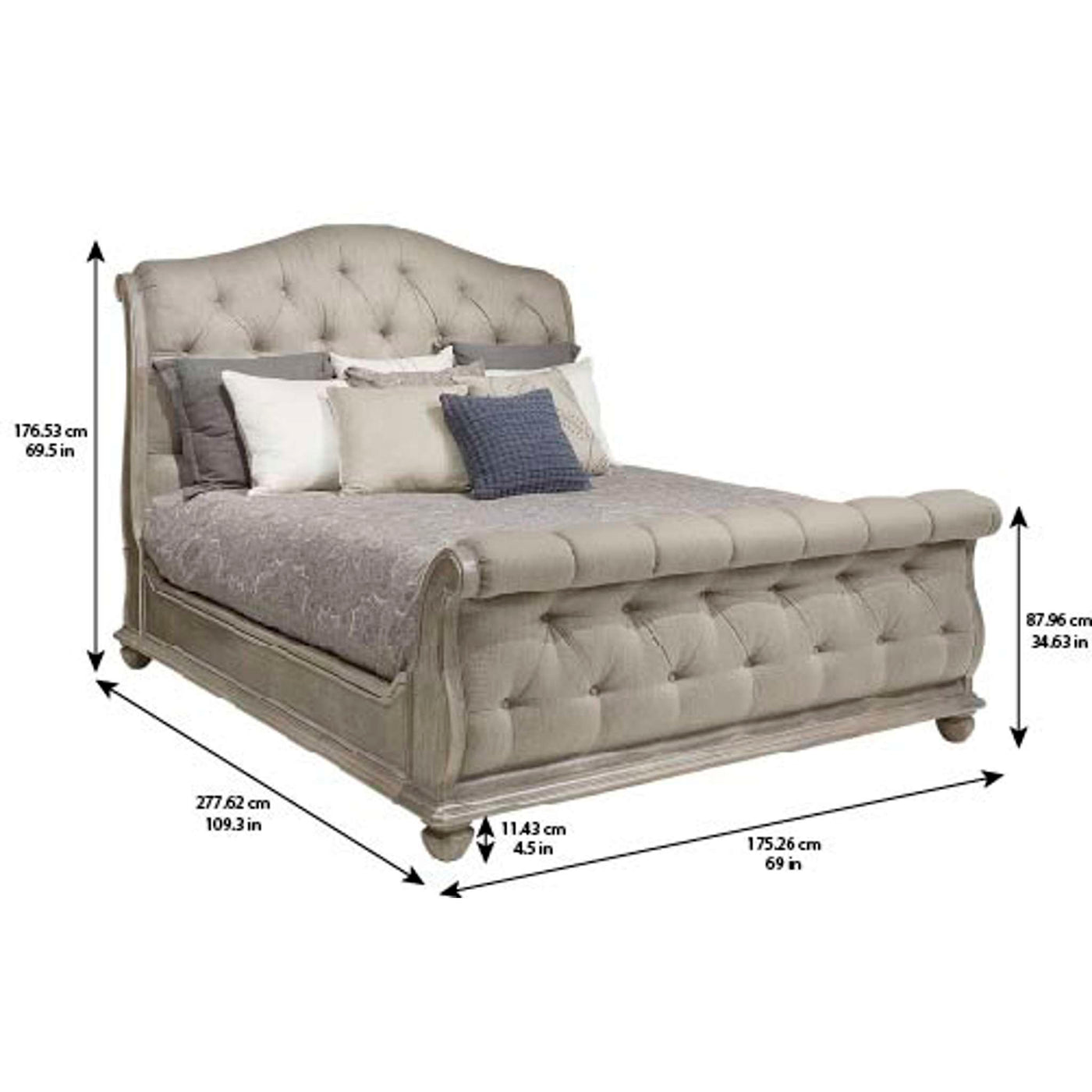 Summer Creek Shoals Upholstered Tufted Sleigh Bed