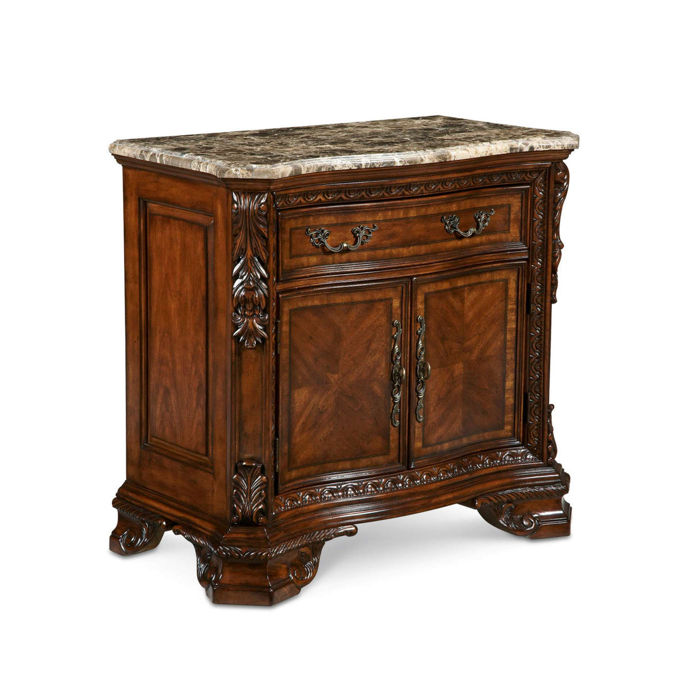 Old World Marble Top Nightstand