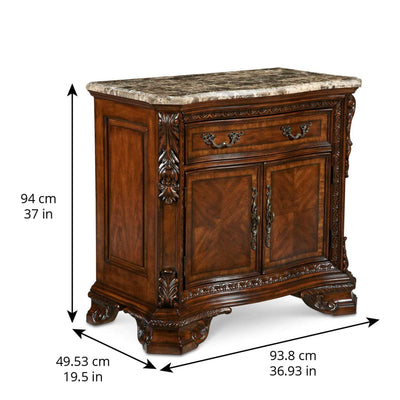 Old World Marble Top Nightstand