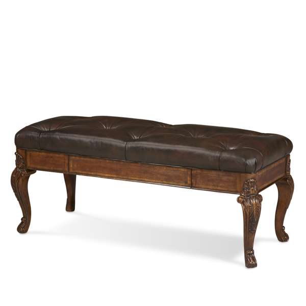 Old World Leather Storage Bench