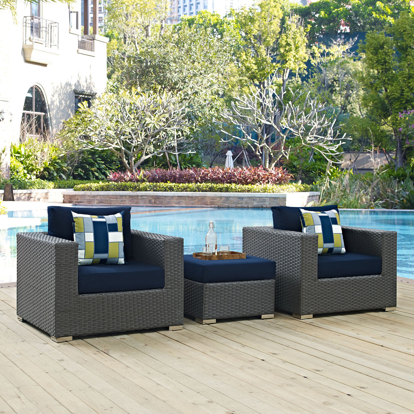 Sojourn 3 Piece Outdoor Patio Sunbrella® Sectional Set