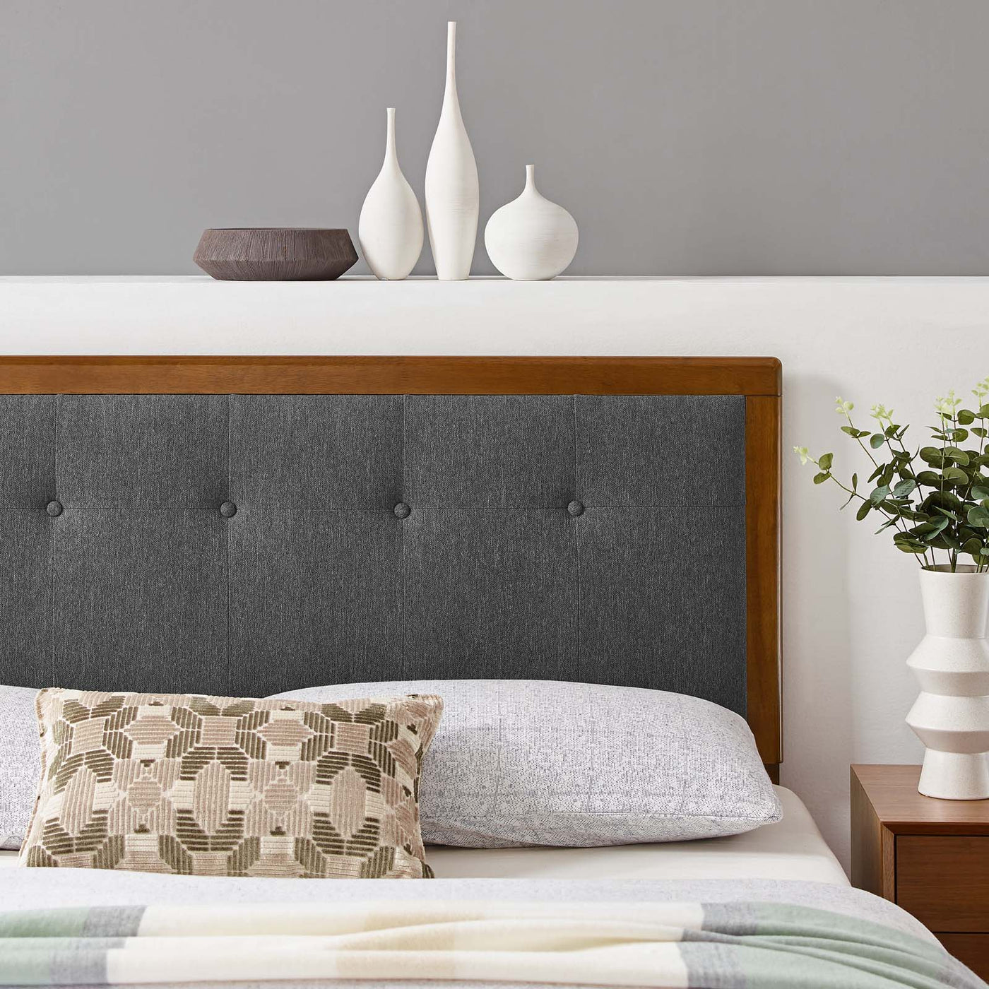 Draper Tufted Queen Fabric and Wood Headboard