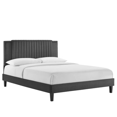 Zahra Channel Tufted Performance Velvet King Platform Bed